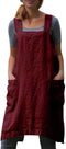 VLZUFE Cotton Linen Apron for women Cross Back Apron Pinafore Dress for Baking Cooking Gardening Work...