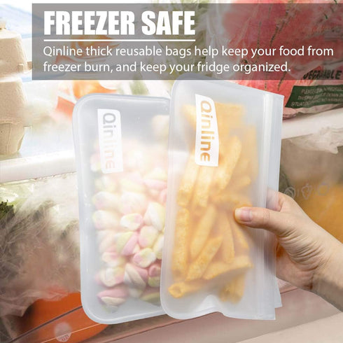 Reusable Food Storage Bags - 10 Pack Freezer Bags, Reusable Bags Silicone, Extra Thick Leakproof Reusable Lunch Bag for Salad Fruit Snack Travel -...