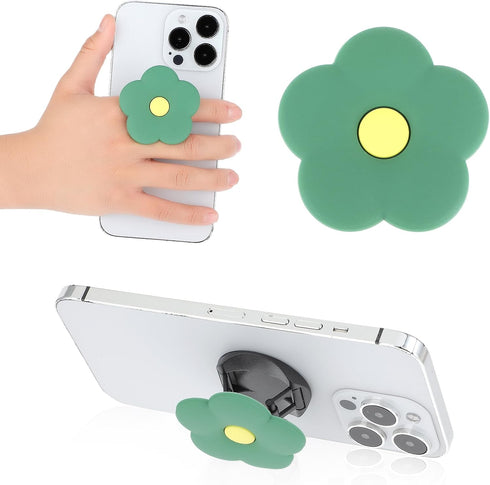 Green Daisy Silicone Cute Flower Phone Grip Accessories, Cell Phone Grips for Back of Phone, Mobile Phone Hand Holder, Phone Case Holder Grip for ...