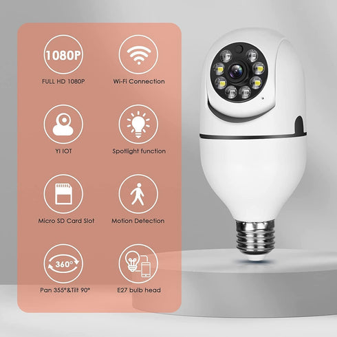 360° Security Cameras Wireless Outdoor, 2.4GHz & 5GHz WiFi Light Bulb1080p Security Camera Wireless Light Socket Smart Cameras for Home Security, ...