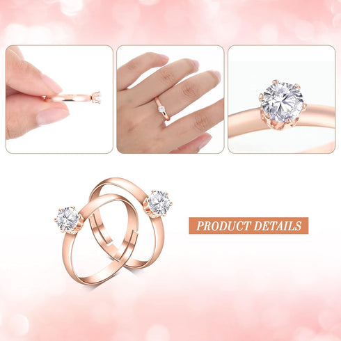 Junkin 48 Pieces Ring Bridal Wedding Fake Rings Decorations Diamond Engagement Rings Bridal Shower Rings Diamond Rings for Party Supply (Rose Gold...