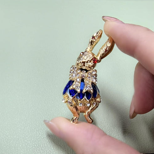 Rhinestone Bow Rabbit Brooch Pin for Women Girls Men Gold Plated Fashion Cute Crystal Bow Enamel Cartoon Bunny Gentleman Brooches Lapel Pins Lucky...