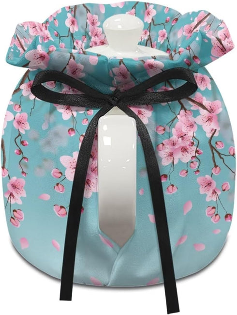 Cherry Blossom Print Tea Cozies for Teapot, Portable Kettle Cover Tea Kettle Quilt Tea Cosy Cotton Kettle Tea Pot Cover Dust Proof Insulated Keep ...