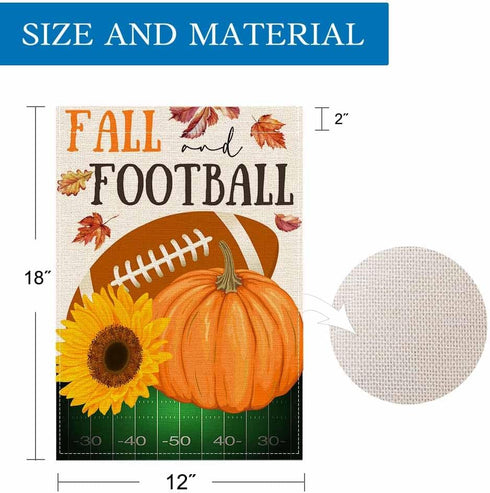 Fall Football Garden Flag 12x18 Inch Double Sided Pumpkin Outdoor Fall Football Party Decorations Sign Autumn Farmhouse Small Burlap Garden Flags ...
