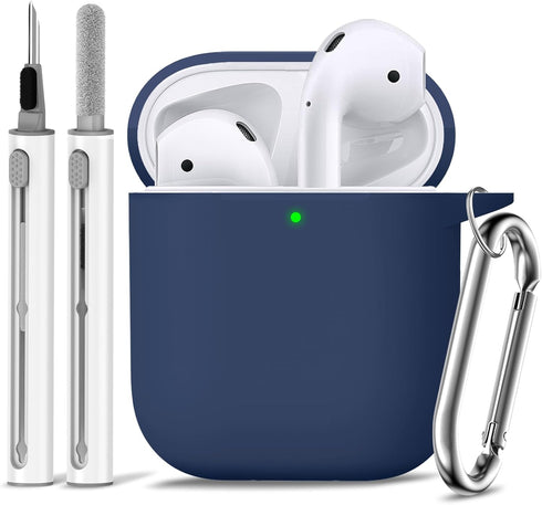 for Airpods Case Cover 2&1 with Cleaner Kit,Soft Silicone Protective Case for Apple AirPods 2nd/1st Generation Charging Case with Keychain,Shockpr...