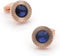 Sapphire Blue Crystal Gem In Rose Gold Men Gift Cufflinks...