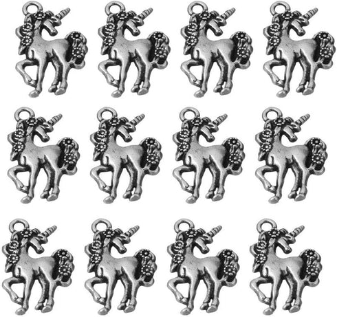 50pcs Antique Silver Plated Horse Charms Pendants for DIY Bracelets Necklace, Jewelry Findings Making Accessaries(Z77)...