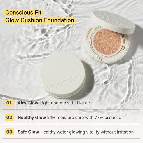 MOONSHOT KOREA Conscious Fit Cushion Foundation Medium Coverage, Long-Lasting & Buildable Foundation For A Smooth, Satin Finish, Vegan & Cruelty-F...