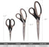 BambooMN Titanium Softgrip Scissors Set for Sewing, Arts, Crafts, Office - 1 Set of 3 - Black w/Grey Inlays...