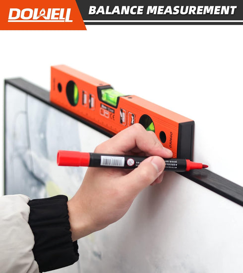 DOWELL 12 Inch Magnetic Spirit Level with Metric Scale, 3 Different Bubbles-45°/90°/180°HY030660...