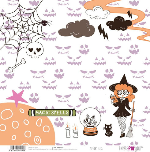 Papers For You - Scrapbooking and Craft Paper Kit | "Spooky Girl" Collection | Includes 10 Double Sided Papers with Different Designs | Size 12" x...