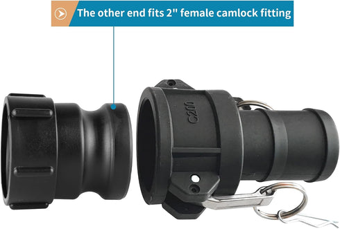 IBC Tote Adapter, Cam and Groove Fitting (2" Female Buttress Thread x 2" Male Adapter)...
