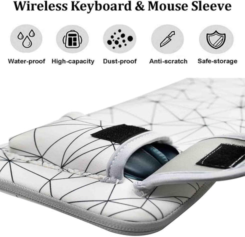 Neoprene Keyboard Carrying Case with Mouse Bag for Logitech MK270 Wireless Keyboard and Mouse Combo-Wireless Keyboard Sleeve (White)...