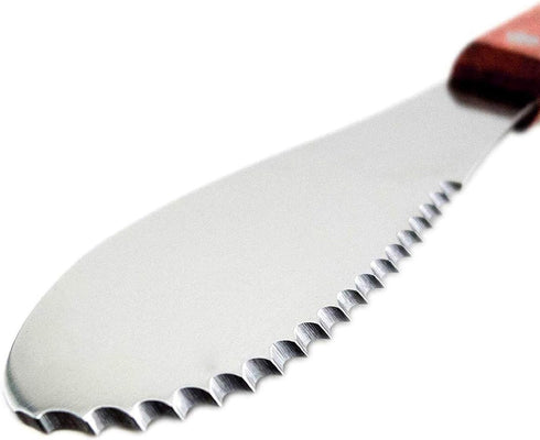 Wall2Wall Stainless Steel Straight Edge Wide Butter Spreader Deluxe Sandwich Cream Cheese Condiment Knives Set Kitchen Tools, Wood Handle, 8” (4)...