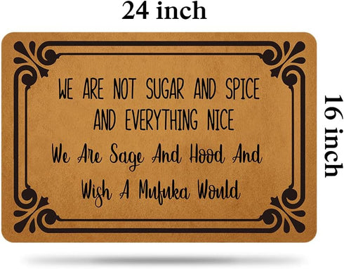 Welcome Mats for Front Door Outdoor Entry We are Not Sugar and Spice and Everything Doormat Non Slip Rubber Mat for Home Indoor Farmhouse Funny Ki...