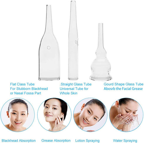 Vacuum Glass Tube, Blackhead Removal Pipes Set Facial Cleansers Whitehead Removing Pipe Kit Machine Accessories Device for Face Suction Pore Clean...
