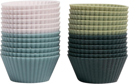 The Silicone Kitchen Reusable Mini Silicone Baking Cup, Non-Toxic, BPA Free, Dishwasher Safe, Mini, 24 Pack, White Blue Green...