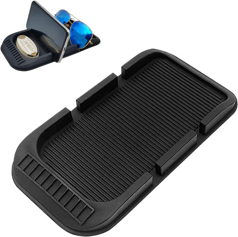 Car Dashboard Anti-Slip Mat Cell Phone Holder, Double-Groove Sticky Gripping Gel Pad with Number Plate, Multifunctional Car Dashboard Sticky Pad M...