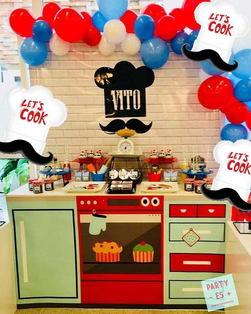 4pcs Little Chef Hat balloons,cookie chef helium balloons for baking birthday party/cooking theme party decoration/chef theme party supplies/BBQ p...