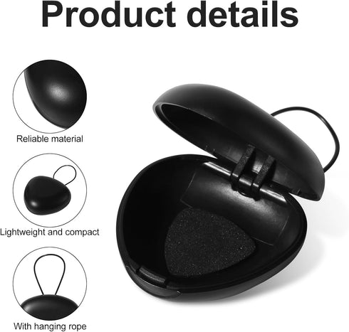 2pcs Ear Plug Carrying Cases, Small Earplug Storage Case Black Triangular Earbud Case Holder with Lanyard Mini Portable Case for Travel Business O...