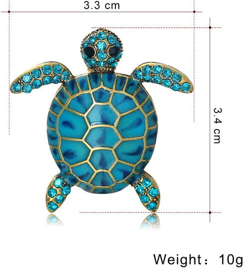 Turtle Animal Brooch Pin Exaggerated Long Life Tortoise Lapel Pin Retro Crystal Sea Animal Safty Pin Women Men Clothes Decor Birthday Gift for Mom...