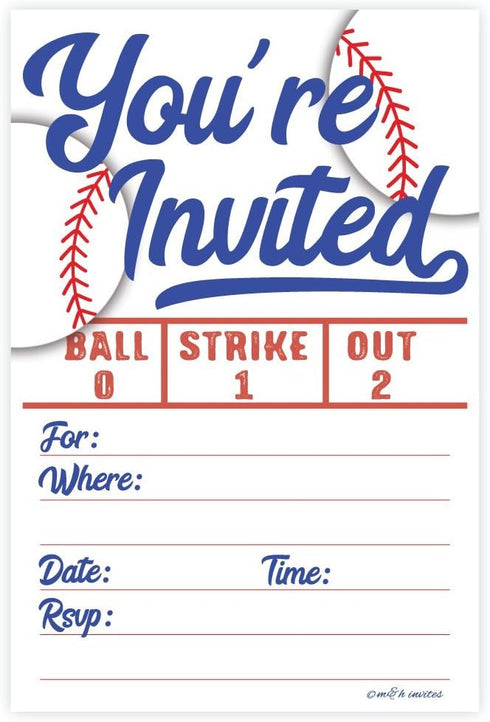 Baseball Party Invitations (20 Count) With Envelopes...
