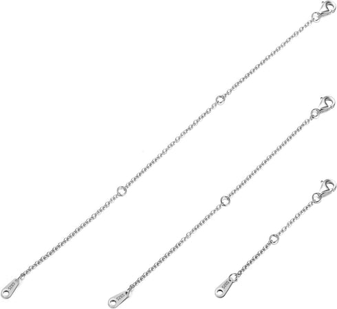 AOBOCO 925 Sterling Silver Chain Extenders for Necklace Bracelet with Gift Box...