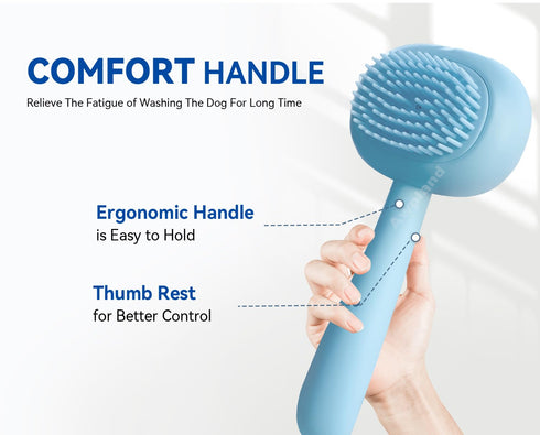Dog & Cat Brush, Soft Dog Shampoo Dispenser Brush Dog Shower Brush for Bathing, Deep Cleaning Cat Grooming Supplies for Short and Long Hair Dogs a...