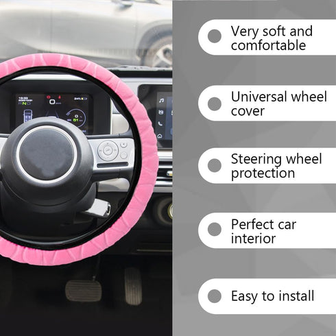 Car Steering Wheel Cover, 15" Breathable Anti-Slip Elastic Stretch Without Inner Ring, Short Faux Steering Wheel Protector, Universal Car Interior...