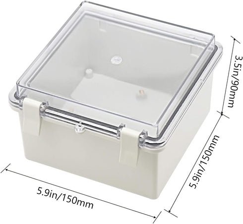 Zulkit Junction Box ABS Plastic Dustproof Waterproof IP65 Electrical Boxes Hinged Shell Outdoor Universal Project Enclosure Clear Cover with 2 Cab...