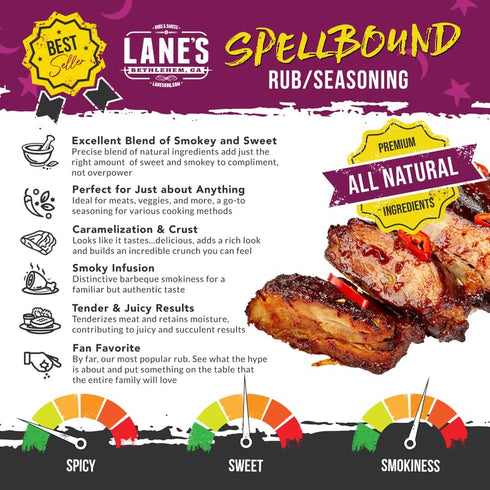 Lane's Spellbound Pork Rub Seasoning, All-Natural BBQ Seasoning Rib Rub, Premium Butt Rub Seasoning & Sweet BBQ Rubs for Smoking, Made in USA, 4.6...
