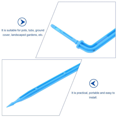 100pcs Automatic Drip Irrigation System Automatic Drip Waterer Dripper Drop Blue Dripping Water Drip Emitter Stakes Automatic Drip Irrigation...