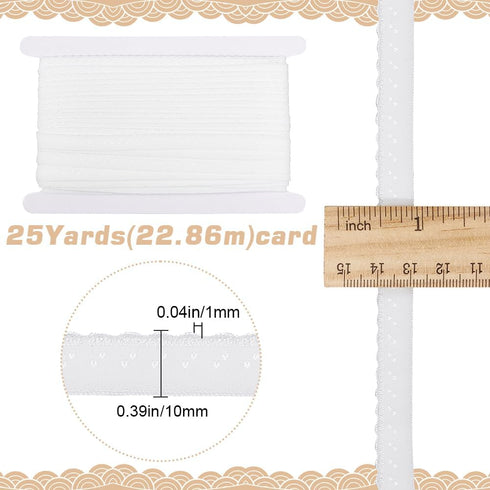 GORGECRAFT 25 Yards White Elastic Lace Trim 10mm Wide Stretch Edge Lingerie Edging Trimming Webbing Crocheted Lace Cord Ribbon for DIY Sewing Craf...