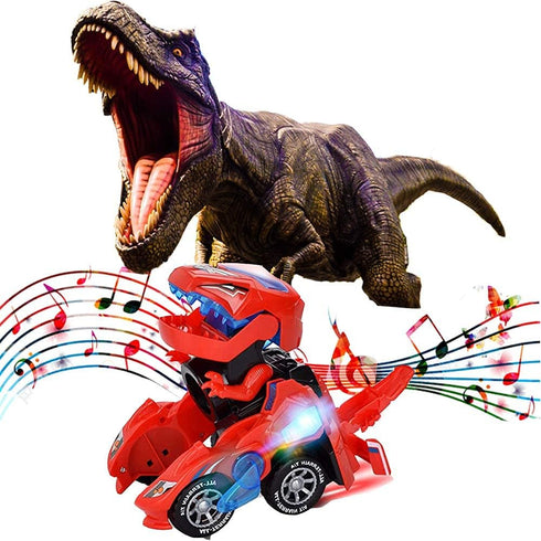 Transforming Dinosaur Toys,Transformer Toys for Kids Car for Boys age 3-5 Dino Car Dinotrux Toys for Kids with LED Light & Music Automatic Transfo...