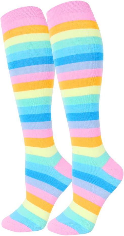Benefeet Sox Womens Striped Knee High Socks Girls Funny Novelty Athletic Colorful Stripe Cute Stockings Tube Socks...