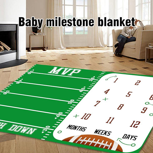 Baby Monthly Milestone Blanket Football Sports Months Blanket for Toddler Photography Background Prop 60"x40" BTLSLY49...