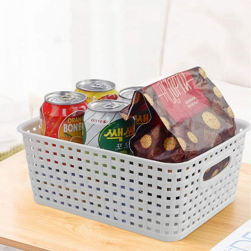 Farmoon 6 Packs White Plastic Organizing Basket, Small Pantry Storage Baskets...