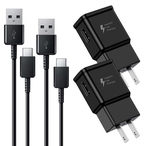 2-Pack Adaptive Fast Charging Wall Charger and 6.6-Feet USB Type C Data Cable Kit Compatible with Samsung Galaxy S22/S21/S20/S10/S9/S8/Note 20/Not...