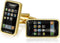 Computer Greek USB Texting @ Black Smart Phone Cufflinks For Men Executive Graduation Gift Bullet Hinge Back Gold Plated Stainless Steel...