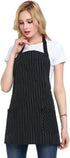 Somotersea Kitchen Apron with Pockets Adjustable Bib Apron for Cooking Pinstripe...