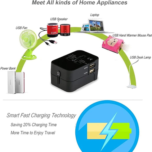 Premium Travel Adapter, Portable Universal All in One Worldwide Power Adapter, European Travel Plug Adapter, Power Converter Adapter, for AC Power...