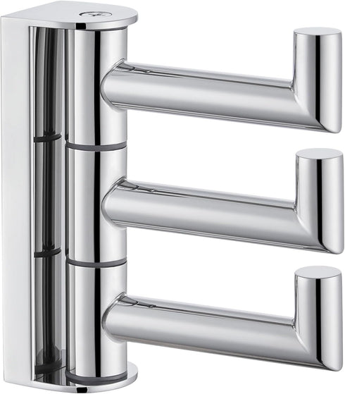 Angle Simple Swivel Towel Hook Polished Chrome, 304 Stainless Steel 3-Arm Robe Hook Bath Towel Hanger, Folding Coat Hook Wall Mounted, 3-Hook Towe...