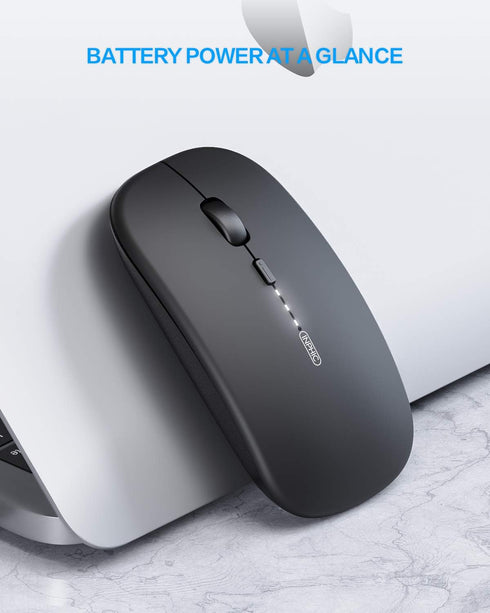 INPHIC Wireless Mouse, 2.4G Silent Rechargeable Ultra Slim USB Portable Mouse, 1600 DPI & 400mAh Battery with Visible Level for Laptop PC Computer...