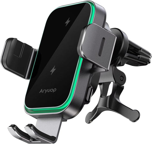 15W Fast Wireless Car Charger Mount Dual Coil - Auto Alignment Clamping Wireless Car Phone Charger, Dashboard Windshield Wireless Charging Car Hol...