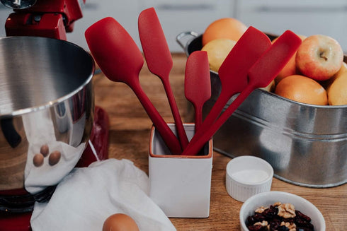 KITCHENLOVE Premium 600°F Heat Resistant 5 Piece Silicone Spatula Set for Baking, Cooking, Mixing - Non-Stick with High Grade S-Iron Steel Core - ...
