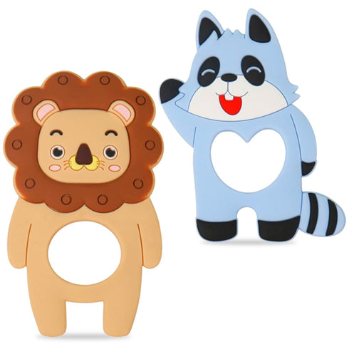 2-Pack ToiyBosm Teething Toys for Babies 3m+?Silicone Teethers for Babies 3-12 Months?Baby Pain Relief?Civet and Lion Baby Teething Toys?Sensory T...