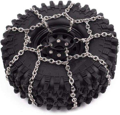 2Pcs Metal Snow Anti-Slip Tires Metal Steel Chain For 1/10 RC Rock CrawlerTRX-4 TRX4 Axial SCX10 90046...