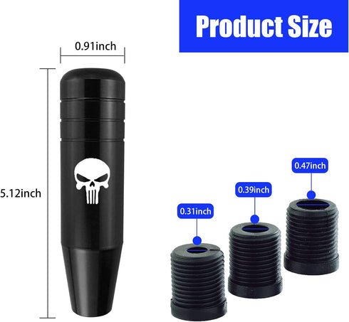 1 PC Gear Stick Shifter Knobs, Skull Design Aluminum Alloy Weighted Gear Lever Metal Stick Shifter Handle Fit for Most Automatic Manual Vehicle (B...