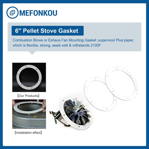 6" Pellet Stove White Gasket for Combustion Exhaust Fan Mounting Blower to Housing Seal with 100's and Most Pellet Stoves 2100J (3/pack)...