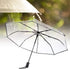 Tri-fold Clear Rain Umbrella with Frosted Handle Transparent Umbrella, for Portable to Carry for Travel(Black)...